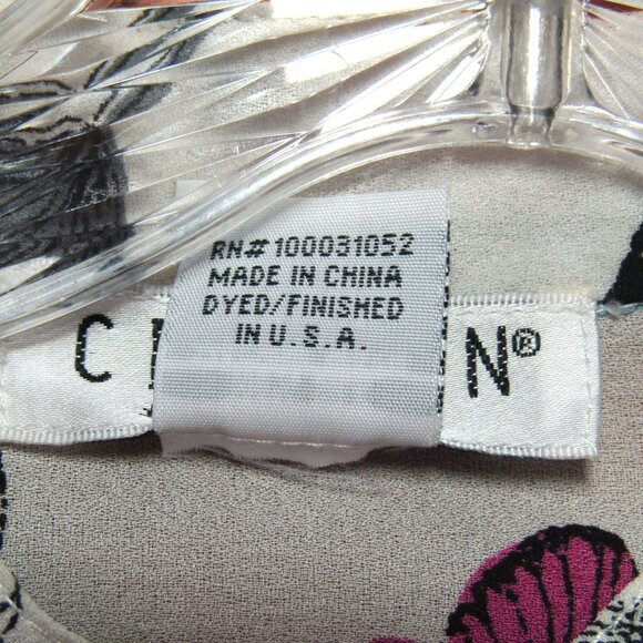 Citron Santa Monica Silk Blouse Top Butterfly Floral PXS Button Up Art to Wear - Picture 7 of 9